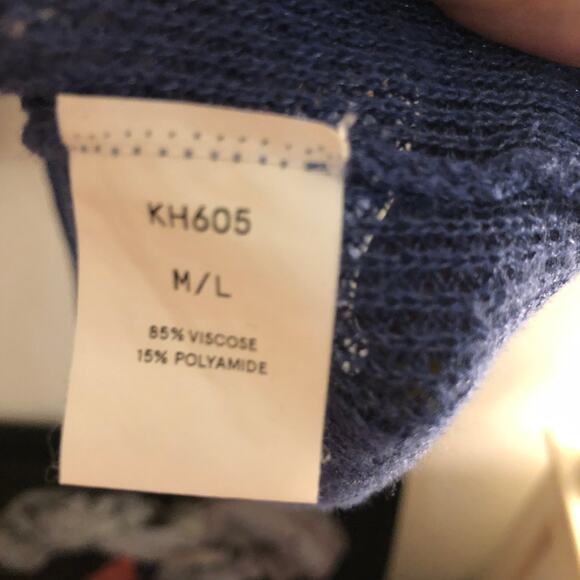 kerisma blue 3/4 length sleeve top sheer knit solid unique Size M/L. - Picture 4 of 5